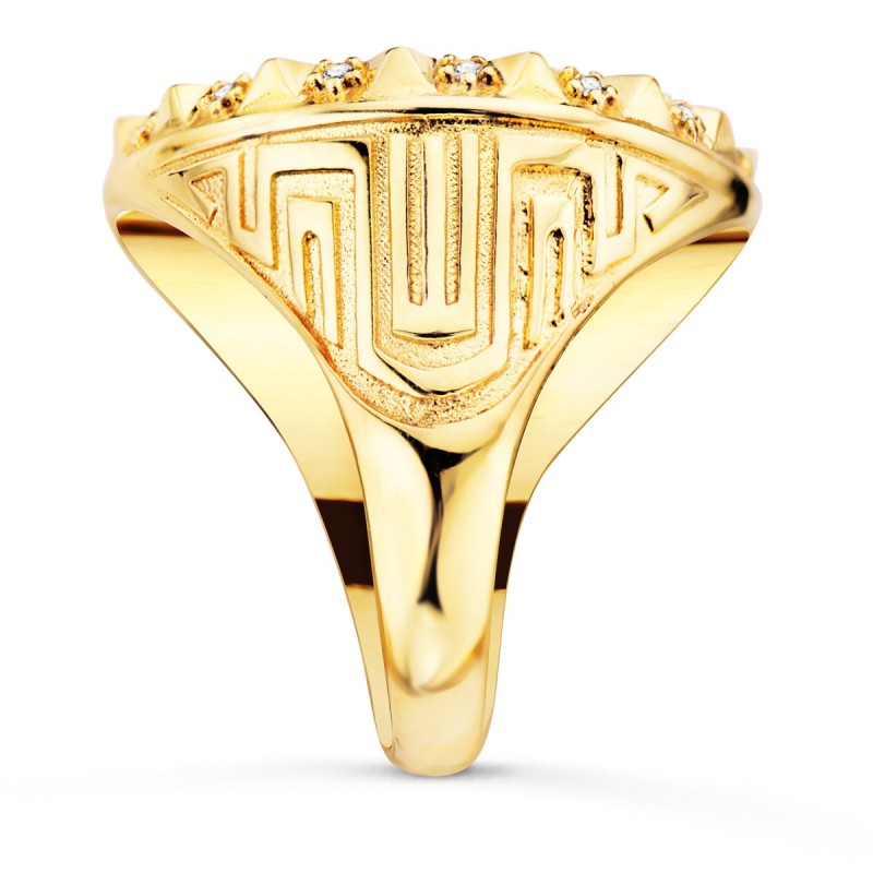 Sello Oro Amarillo Medusa Versace Mate 20 mm Con Circonitas oro 18k