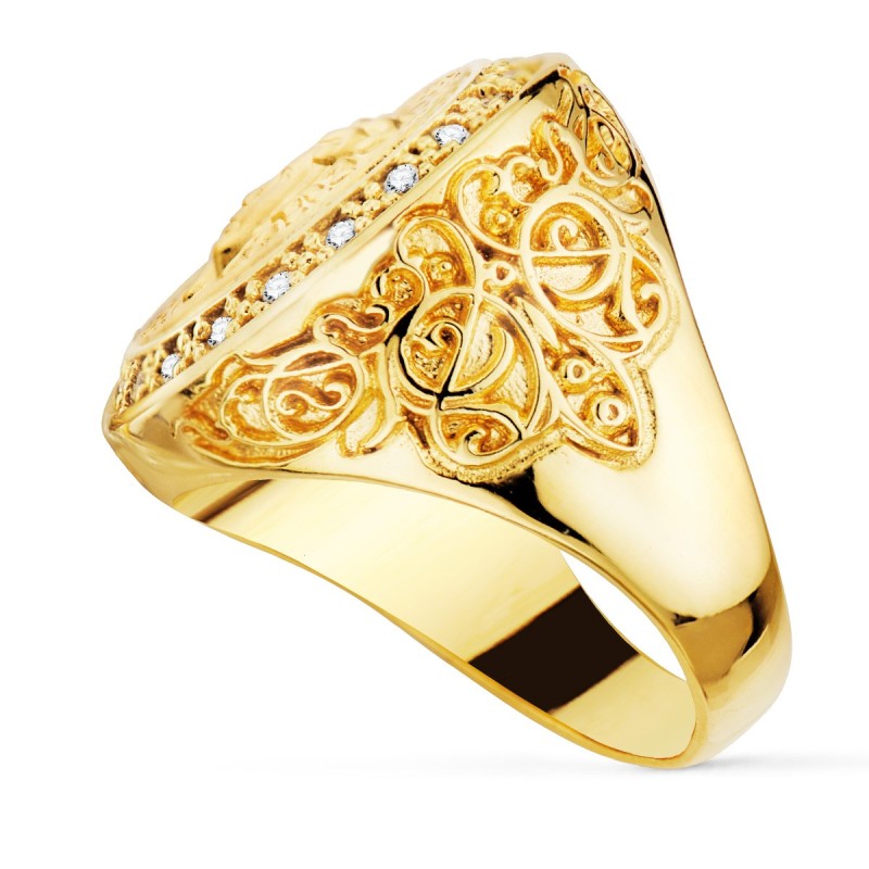 Sello Oro Amarillo Medusa Versace Mate 15 mm Con Circonita Ancho 21 mm oro 18k