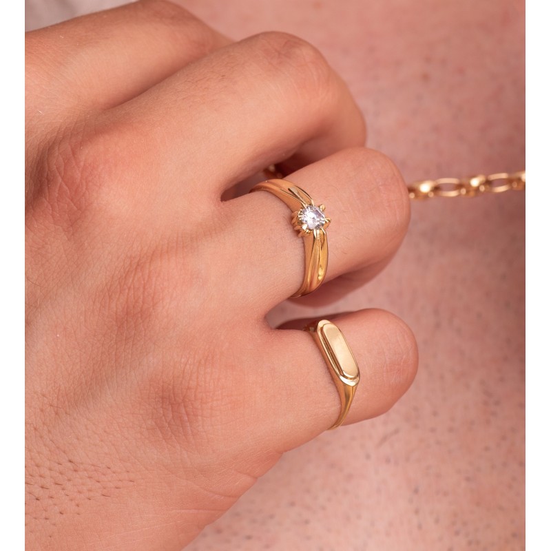 Solitario Oro Amarillo Macizo Circonita De 5 mm Con Garras Forrado oro 18k