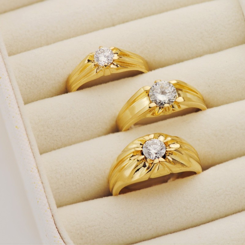 Solitario Oro Amarillo Caballero Circonita 5.5 mm Ancho Cuerpo 7.5 mm oro 18k