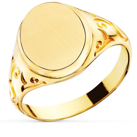 Sello Oro Amarillo Caballero Macizo Zona Grabado Redondo 14X11mm oro 18k