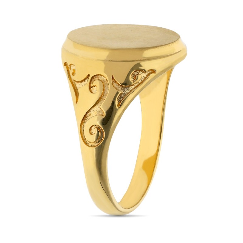 Sello Oro Amarillo Caballero Macizo Zona Grabado Redondo 14X11mm oro 18k