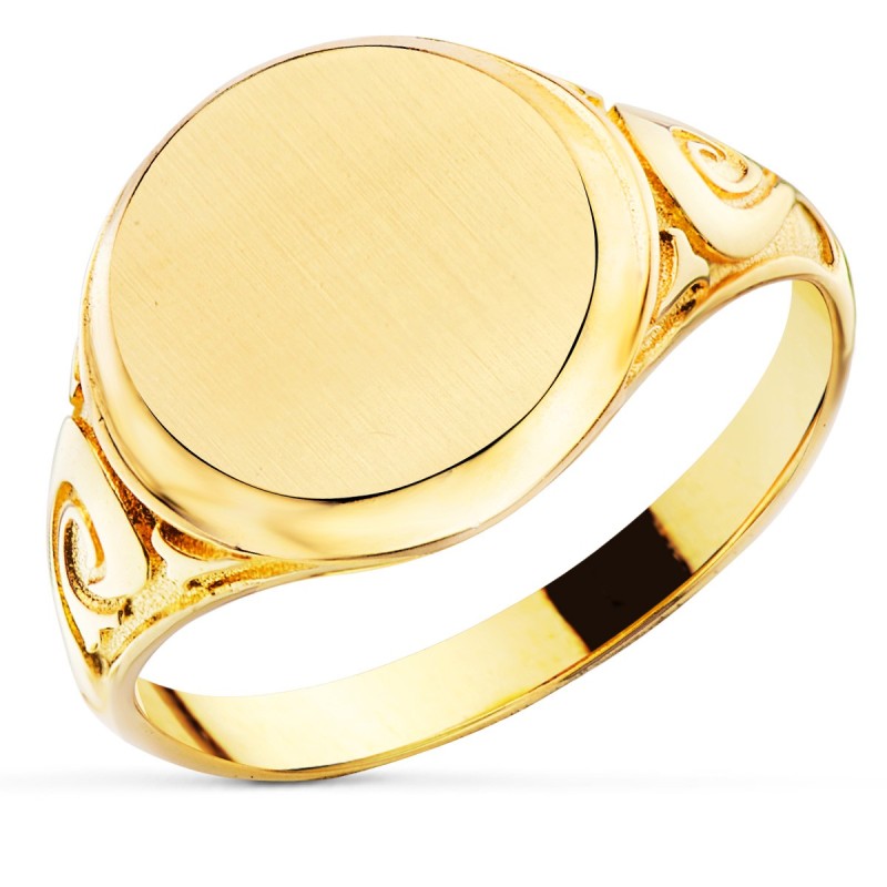 Sello Oro Amarillo Caballero Macizo Zona Grabado Redondo 12X12mm oro 18k