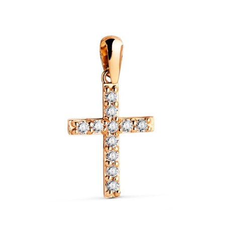 Colgante cruz oro amarillo 11 diamantes laboratotio 0,230 qts. G-VS2. Medida 17x11,2 mm oro 18k