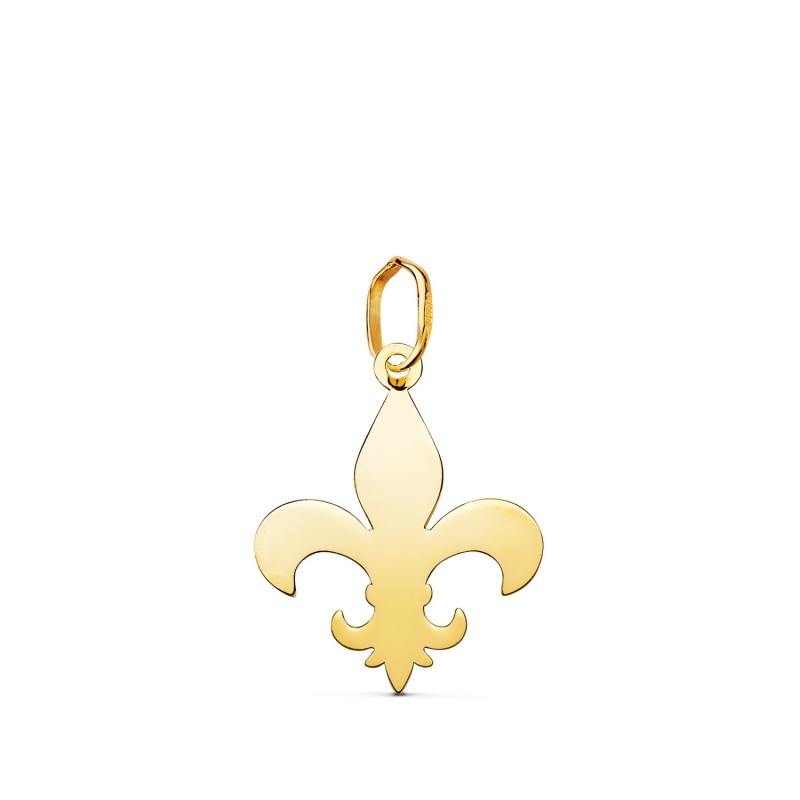 Colgante cruz flor de lis 16 mm en brillo oro 18k