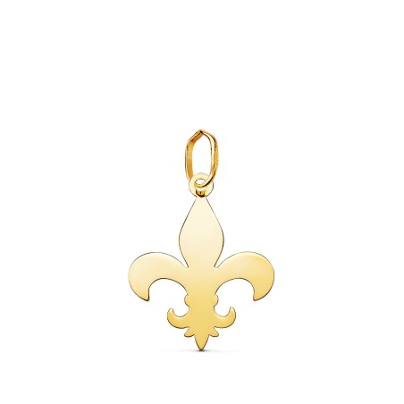 Colgante cruz flor de lis 16 mm en brillo oro 18k