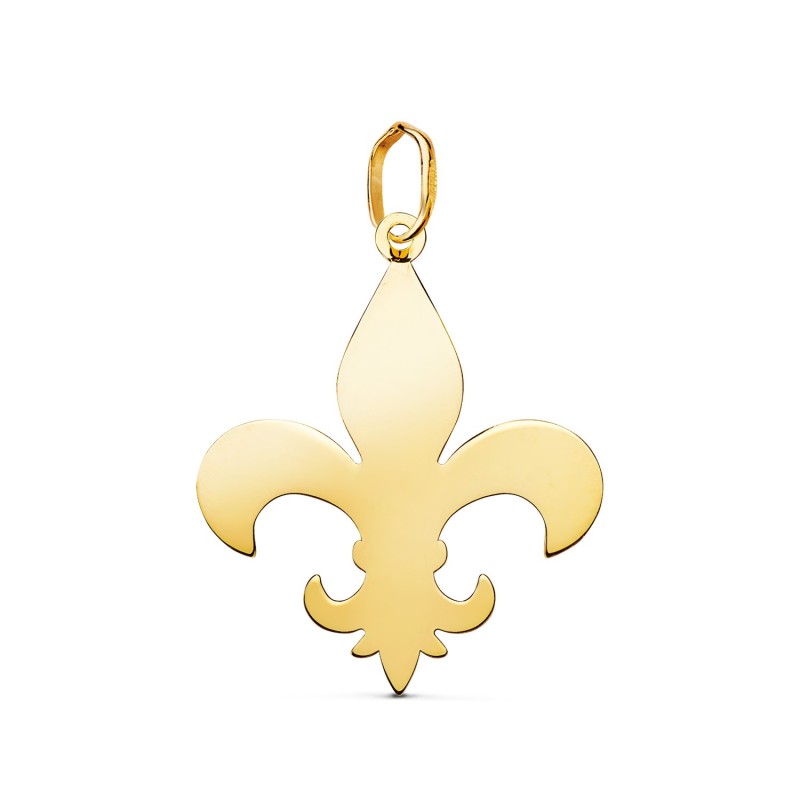 Colgante cruz flor de lis 22 mm en brillo oro 18k