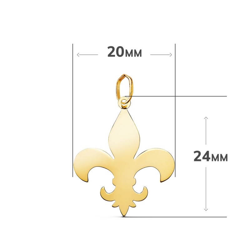 Colgante cruz flor de lis 22 mm en brillo oro 18k