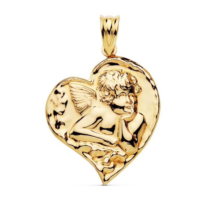 Colgante Oro Amarillo Angelito Corazon 25X22 Mm oro 18k