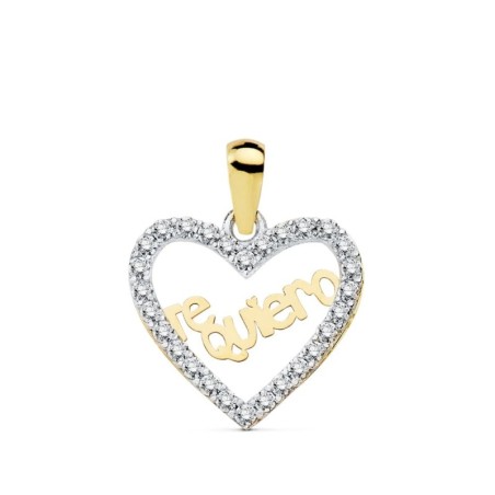 Colgante Oro Bicolor Corazon Te Quiero 15X13 Mm oro 18k