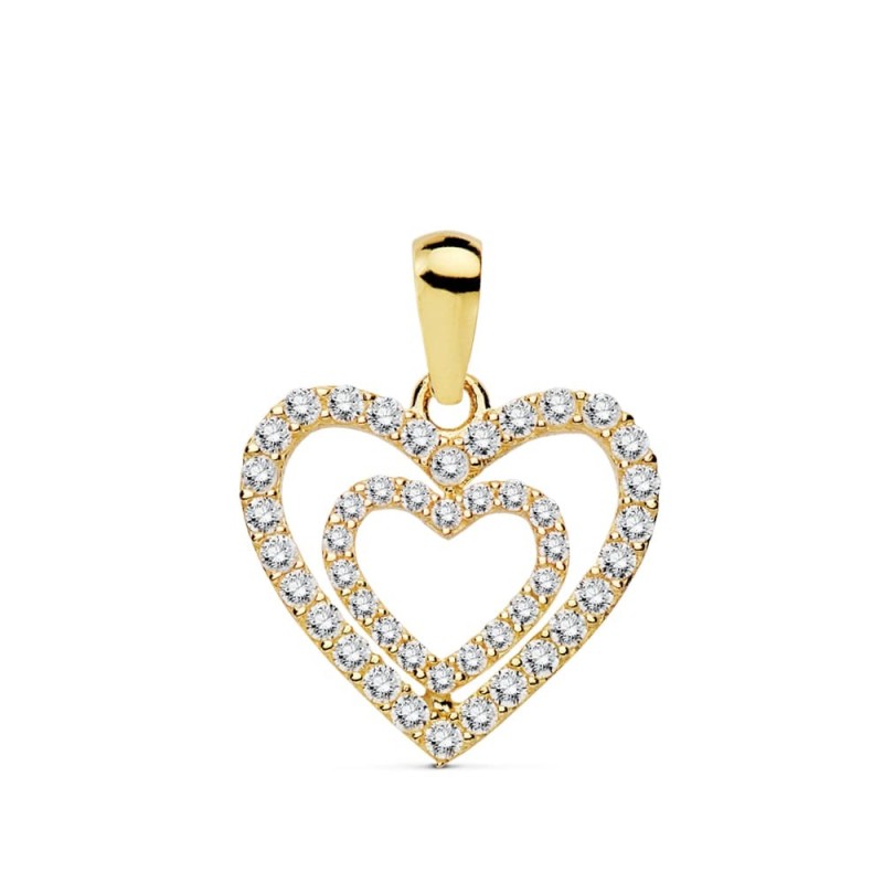 Colgante Oro Amarillo Corazones Circonita 15X14 Mm oro 18k