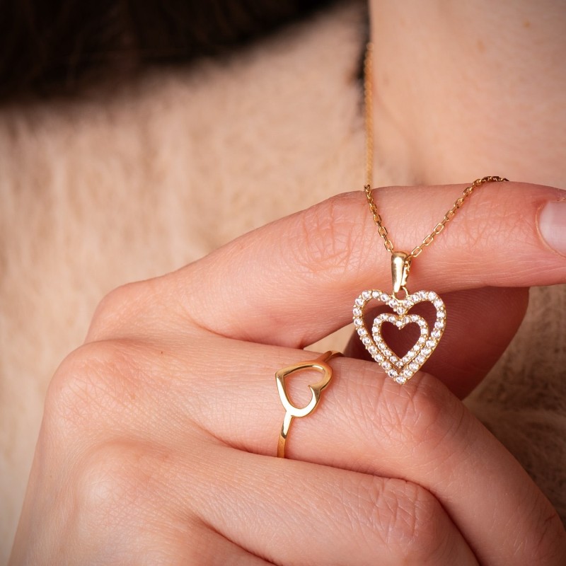 Colgante Oro Amarillo Corazones Circonita 15X14 Mm oro 18k
