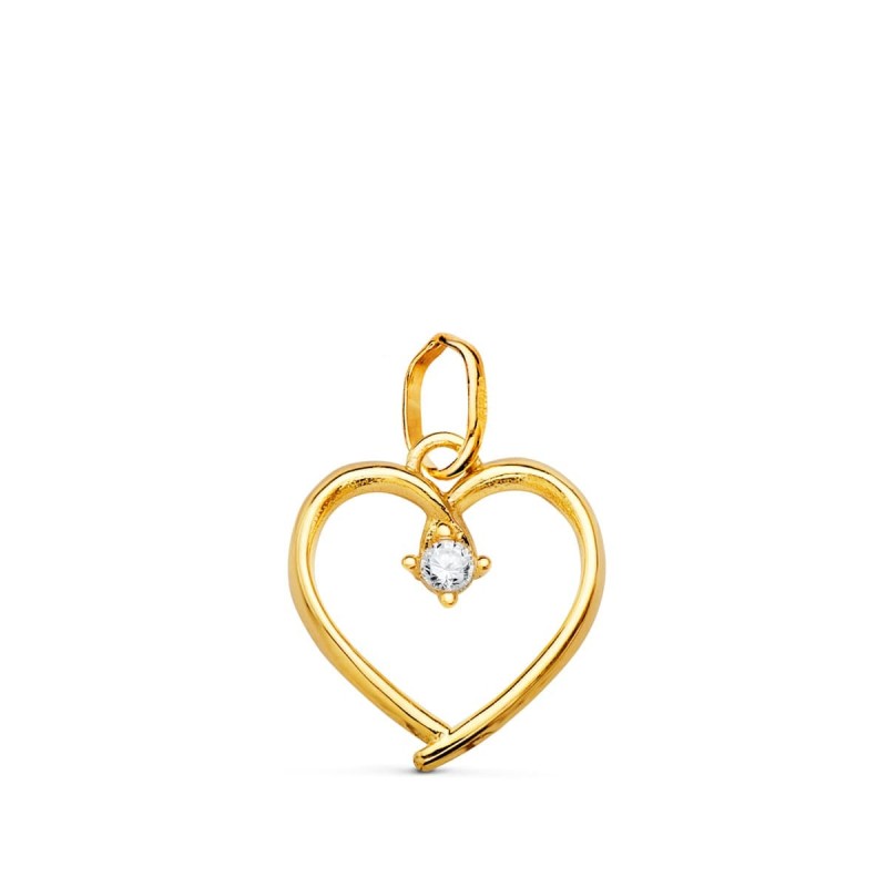 Colgante Oro Amarillo Corazon Con Circonita De 2 Mm 13X12 Mm oro 18k