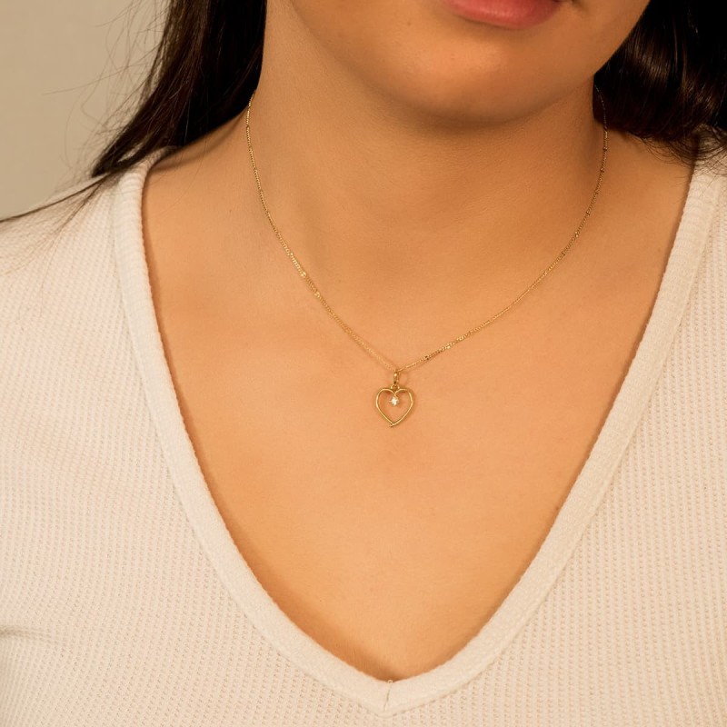 Colgante Oro Amarillo Corazon Con Circonita De 2 Mm 13X12 Mm oro 18k