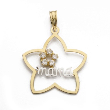 Colgante Bicolor Flor Mama oro 18k