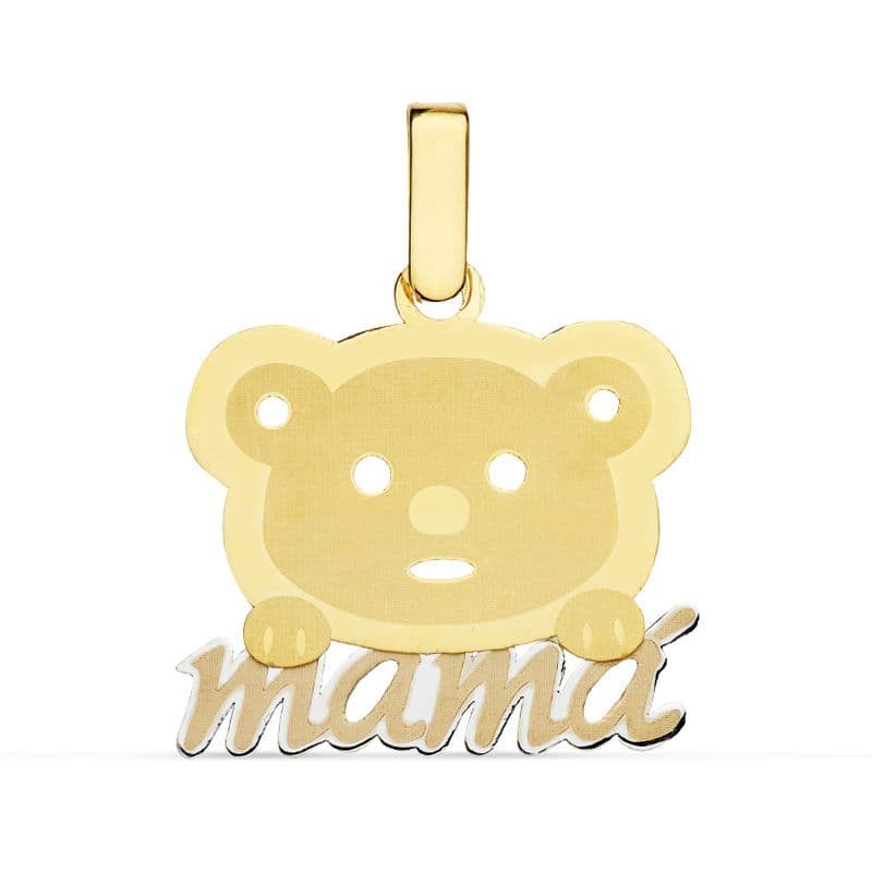 Colgante Bicolor Mama Oso. 21X17 Mm oro 18k