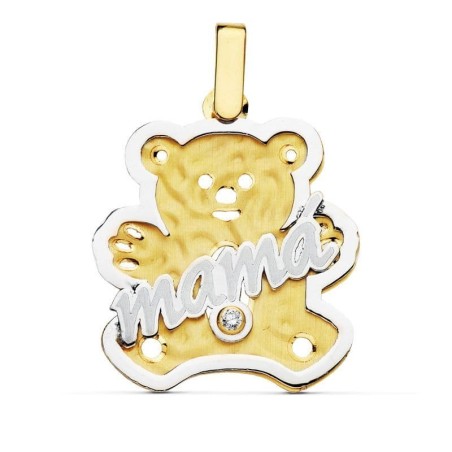 Colgante Bicolor Mama Oso. 22X21 Mm oro 18k