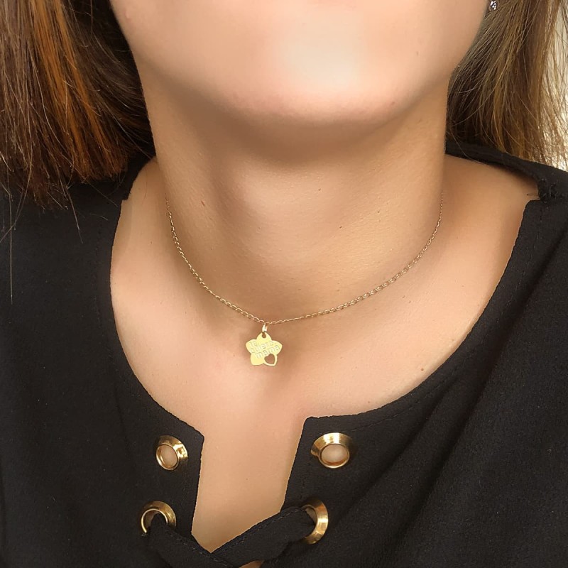 Colgante Oro Amarillo Flor Te Quiero Mama Con Corazon Calado 15X14 Mm oro 18k