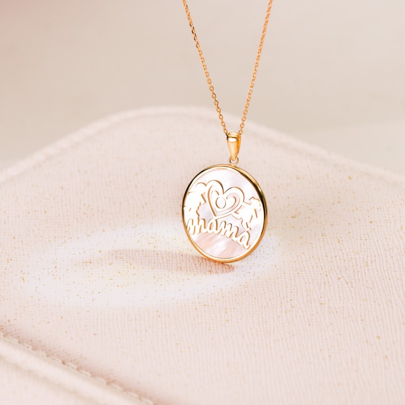Colgante Oro Amarillo Mama Nacar Niño-Niña 20 Mm oro 18k