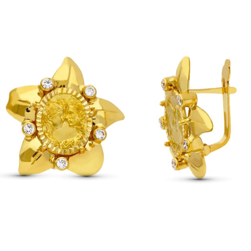 Pendientes Oro Amarillo Madre Moneda 18X18 Mm Cierre Catalan oro 18k