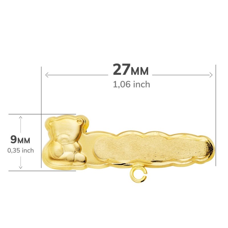 Alfiler Oro Amarillo Oso Tallado 27X9 Mm oro 18k