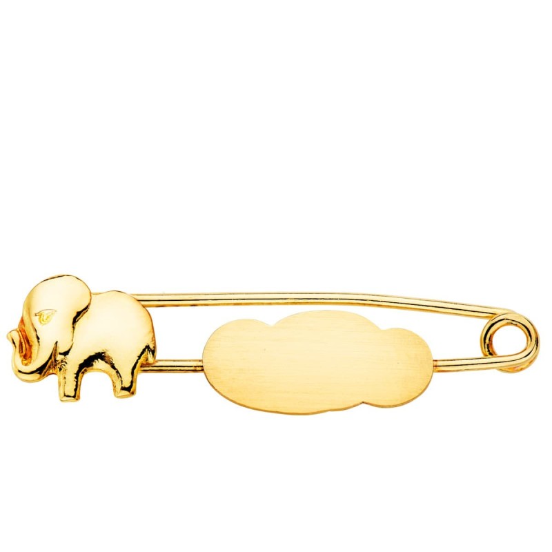 Alfiler Oro Amarillo Elefante Y Nube Mate 32X8 Mm oro 18k