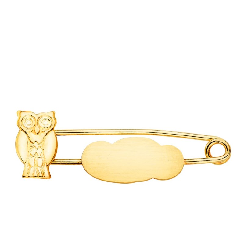 Alfiler Oro Amarillo Búho Y Nube Mate 29X10 Mm oro 18k