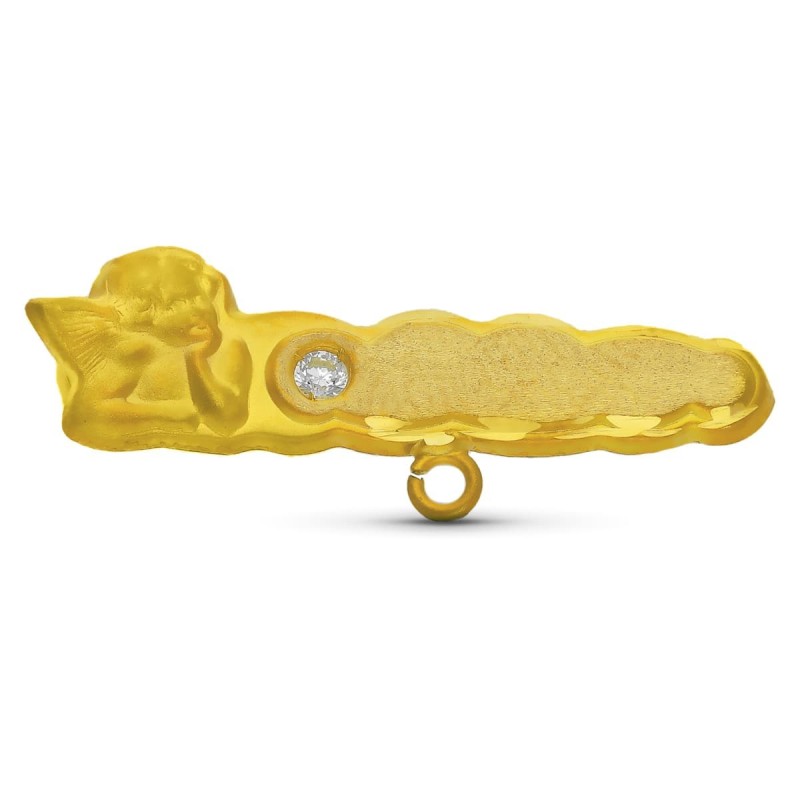 Alfiler Oro Amarillo Bebe Angel Circonita 27X9 Mm oro 18k
