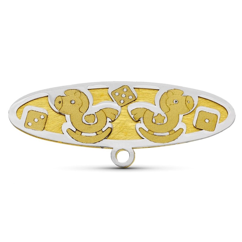 Alfiler Oro Bicolor Caballitos. 28X10 Mm oro 18k