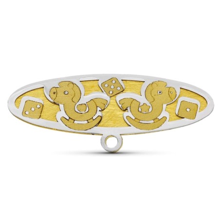 Alfiler Oro Bicolor Caballitos. 28X10 Mm oro 18k