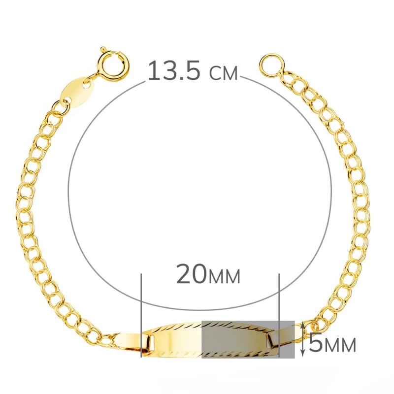Esclava Bebe Oro Amarillo Hungarina Placa Chapa Brillo Tallada 20X5 Mm 13.5 Cm oro 18k