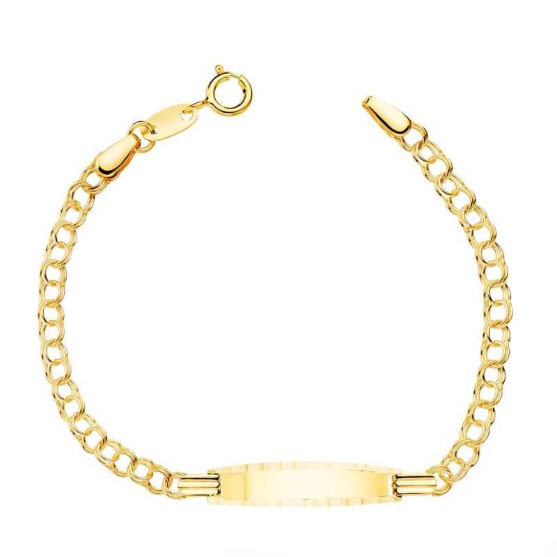 Esclava Bebe Oro Amarillo Hungarina Placa Chapa Brillo Tallada 20X4 Mm 13Cm oro 18k