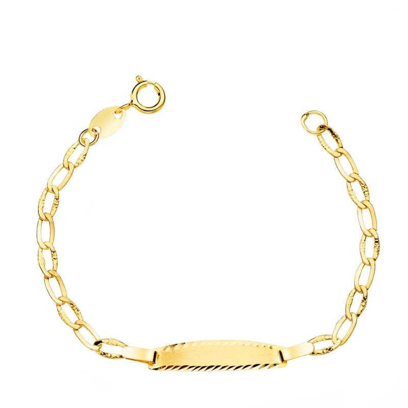 Esclava Bebé Oro Amarillo Bilbao Placa Chapa Mate Tallada 19X4 Mm 12Cm oro 18k