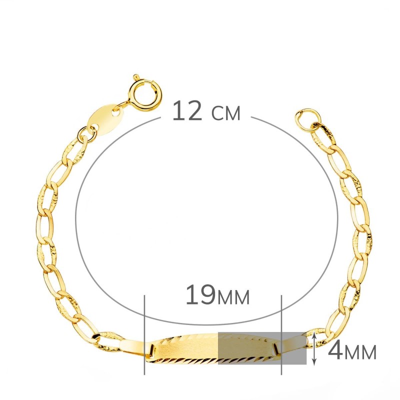 Esclava Bebé Oro Amarillo Bilbao Placa Chapa Mate Tallada 19X4 Mm 12Cm oro 18k