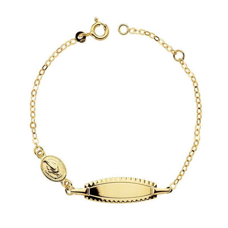 Pulsera Esclava Oro Amarillo Niña 14Cm Medallita oro 18k