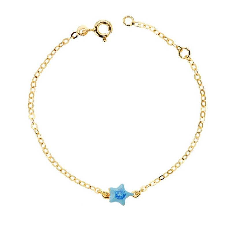 Pulsera Oro Amarillo Bebe Estrella Esmal.14Cm oro 18k