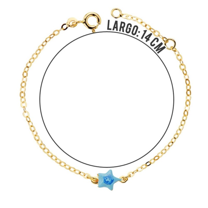 Pulsera Oro Amarillo Bebe Estrella Esmal.14Cm oro 18k