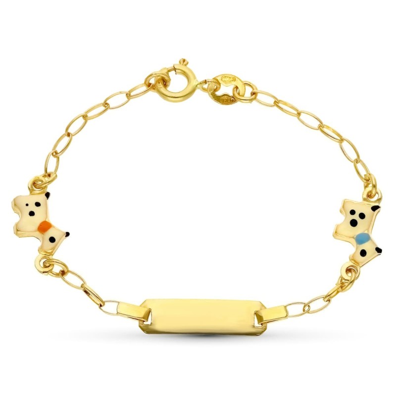 Esclava Oro Amarillo Perritos. 13.5 Cm oro 18k