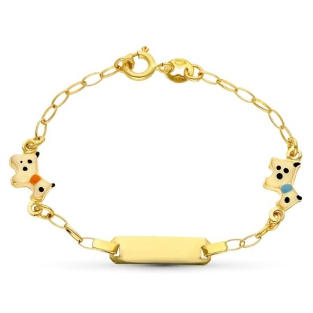 Esclava Oro Amarillo Perritos. 13.5 Cm oro 18k