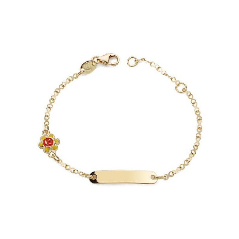 Pulsera Esclava Oro Amarillo Sol Esmalte 14.5 Cm oro 18k