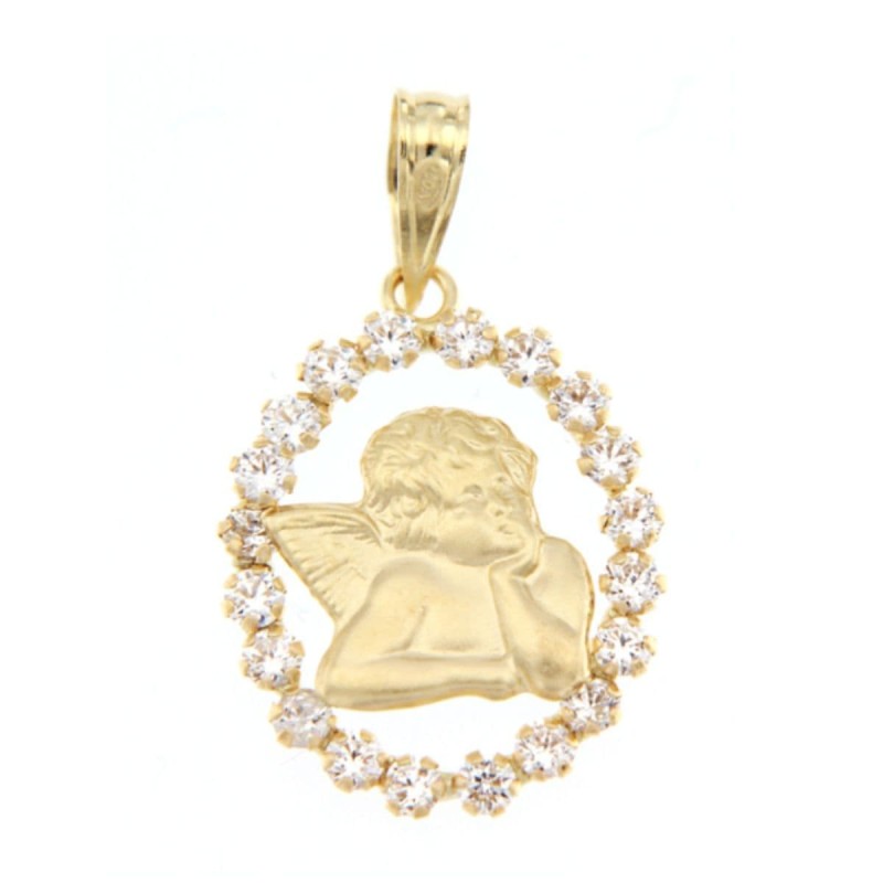 Colgante Oro Amarillo Angelito Circonita 19X15 Mm oro 18k