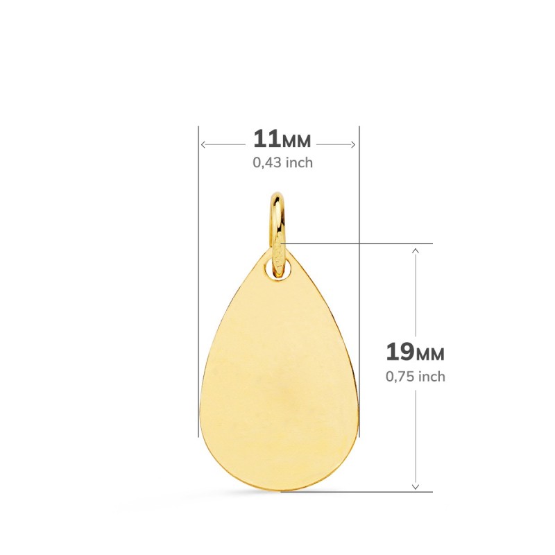 Medalla Oro Amarillo Gota Angelito Burlon Con Reloj Tallada 19X11 Mm oro 18k