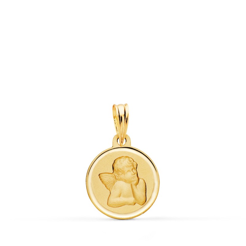 Medalla Oro Amarillo Angel Burlon Bisel 12Mm. oro 18k