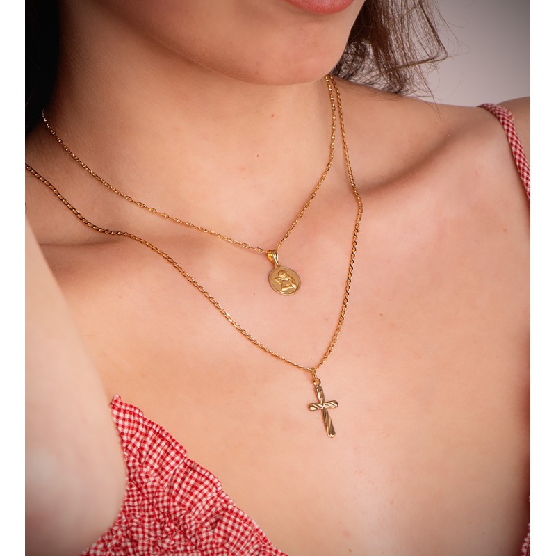 Medalla Oro Amarillo Angel Burlon Bisel 12Mm. oro 18k
