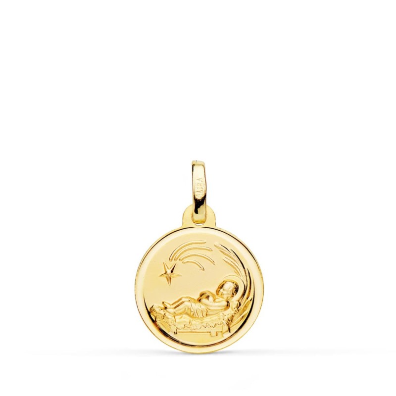 Medalla Oro Amarillo Niño Del Pesebre Bisel 14 Mm oro 18k