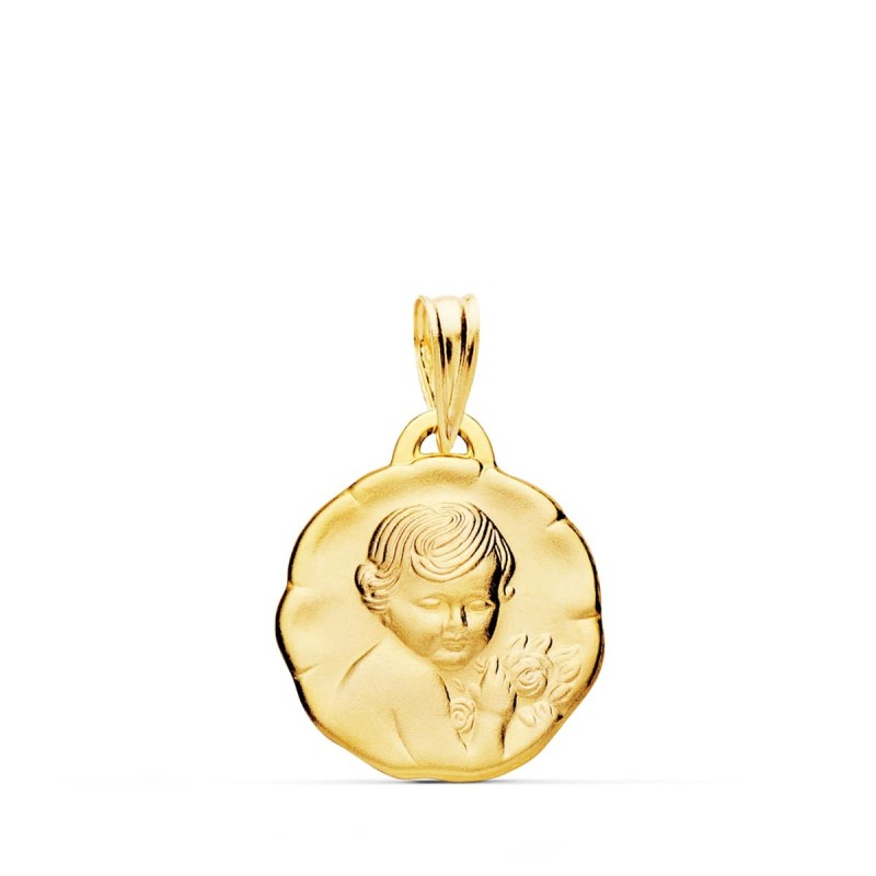 Medalla Oro Amarillo Angel Querubin 15 Mm oro 18k