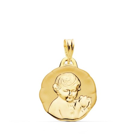 Medalla Oro Amarillo Angel Querubin Brillo 19 Mm oro 18k