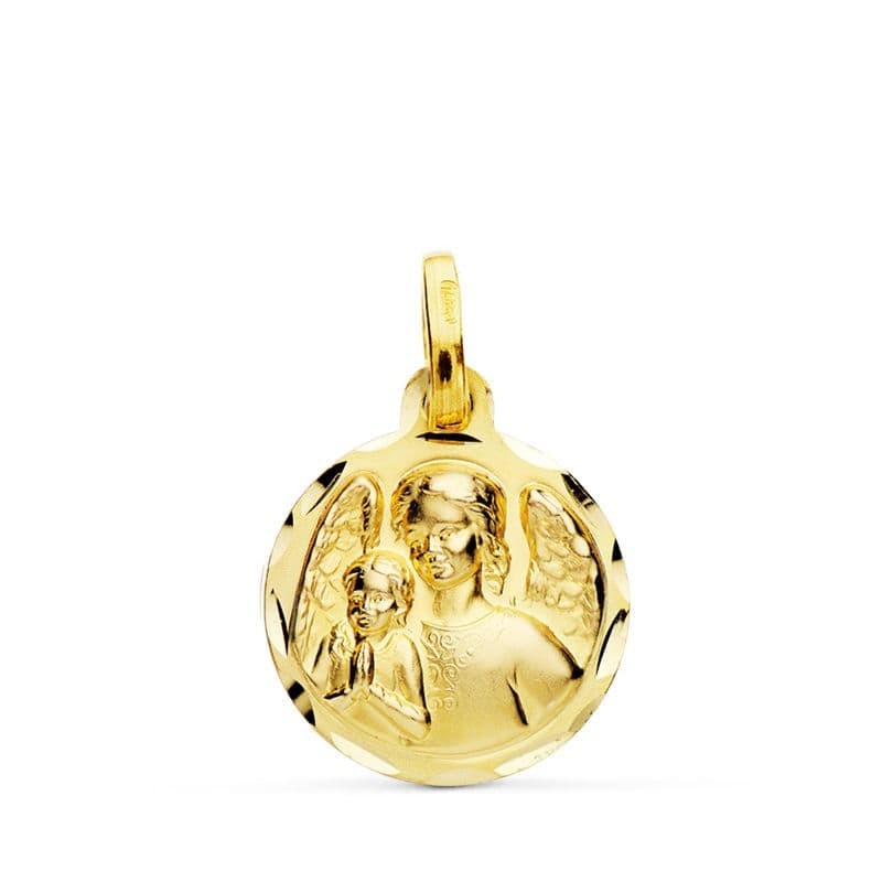 Medalla Oro Amarillo Angel De La Guarda 14 Mm oro 18k