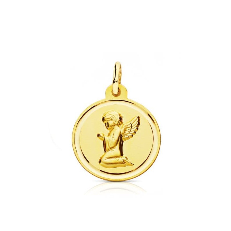 Medalla Oro Amarillo Angelito Bisel 16 Mm oro 18k