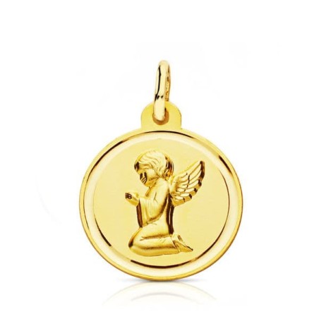 Medalla Oro Amarillo Angelito Bisel 16 Mm oro 18k
